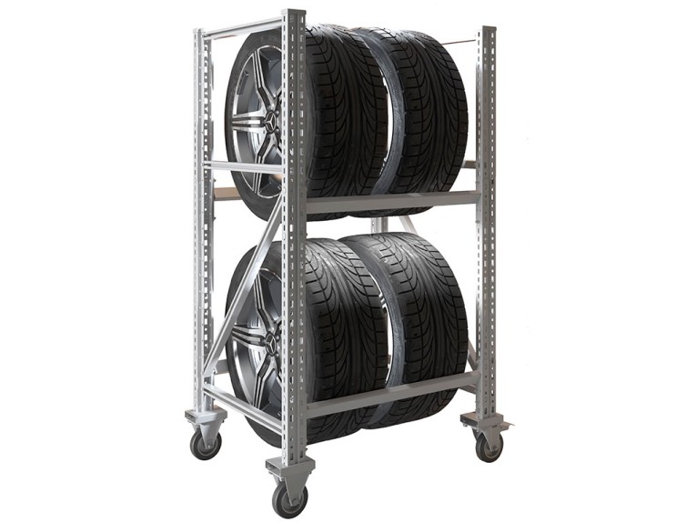 Стеллаж MS PRO 1350/781X606 передвижной для хранения до 4 шин купить в Новосибирске