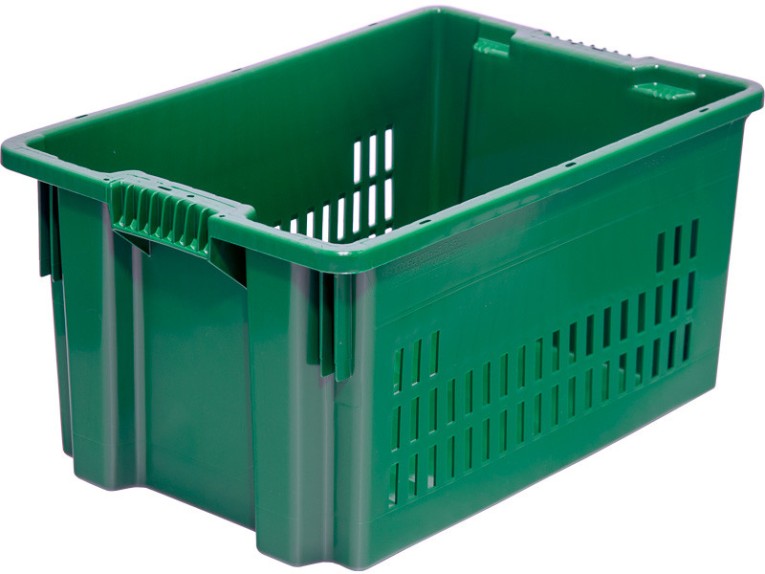 Ящик 600х400х300 дно сплошное, стенки перфорированные цв. зелёный купить в Новосибирске Ящик 600х400х300 дно сплошное, стенки перфорированные цв. зелёный купить в Новосибирске
