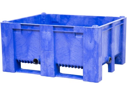 BoxPallet 1200х1000х580 мм сплошной на 2-х полозьях синий с 2 СП2 купить в Новосибирске