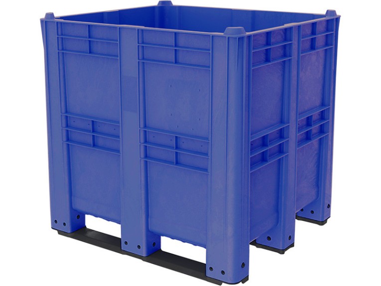 BoxPallet 1300х1150х1250 сплошной, на 3 полозьях синий купить в Новосибирске