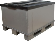 Контейнер 1200х800х860 мм сплошной разборный на п/паллет серый