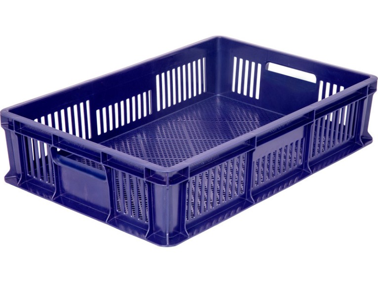 Ящик 600х400х140 мм перфорированный с полузакрытой ручкой синий купить в Новосибирске Ящик 600х400х140 мм перфорированный с полузакрытой ручкой синий купить в Новосибирске