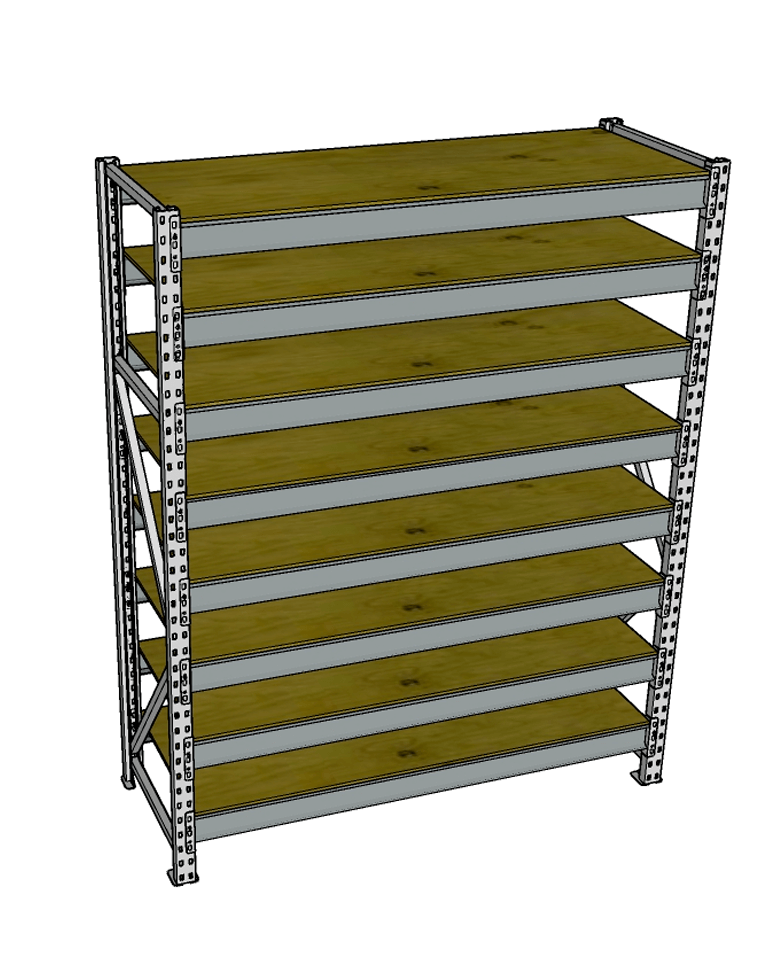 Стеллаж грузовой СГР 2500x900x600 8 полок (фанера) купить в Новосибирске