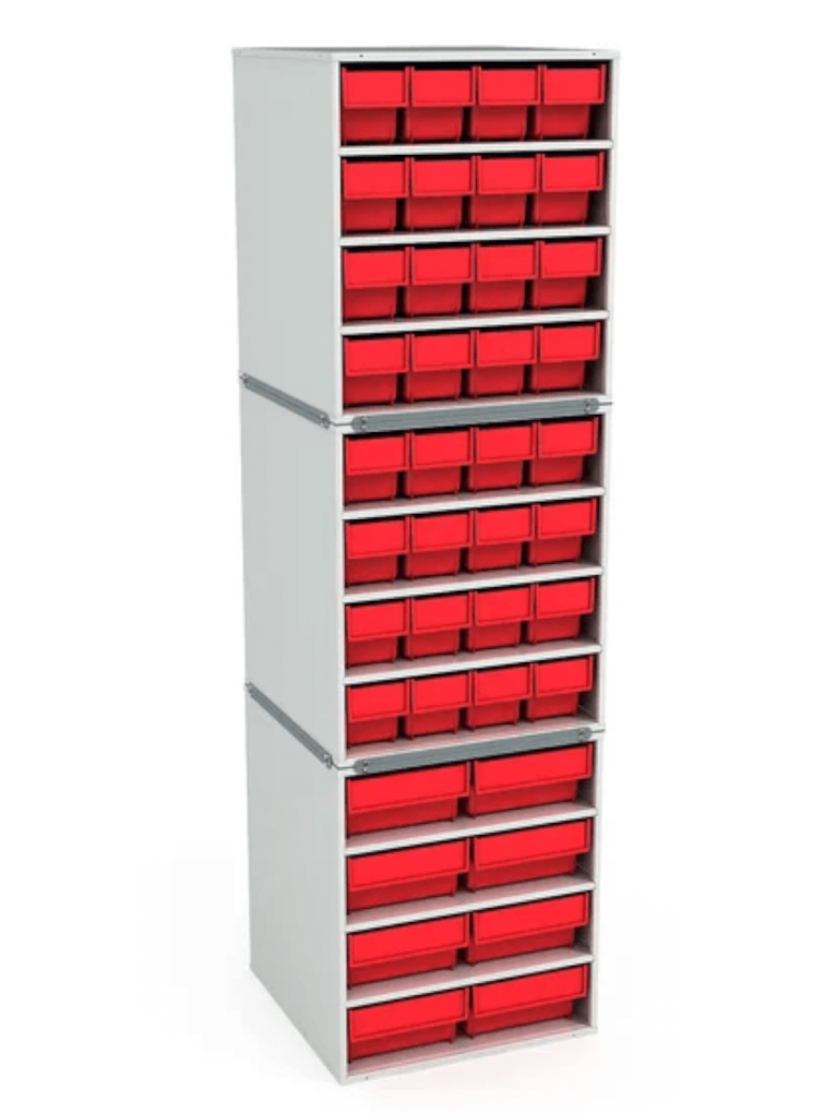Стационарная кассетница ДиКом (на 3 яруса) с красными ящиками купить в Новосибирске Стационарная кассетница ДиКом (на 3 яруса) с красными ящиками купить в Новосибирске