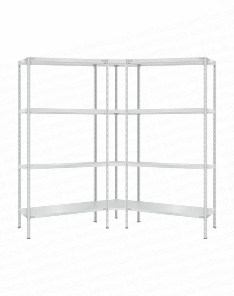 Стеллаж угловой 2000х1500х1500 (4 яруса глубиной 300мм) купить в Новосибирске Стеллаж угловой 2000х1500х1500 (4 яруса глубиной 300мм) купить в Новосибирске