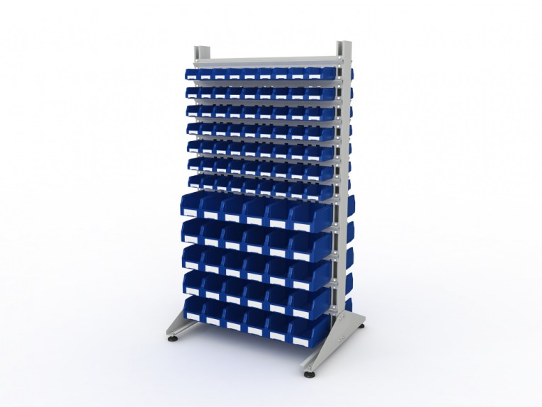 Стеллаж для пластиковых лотков SORTEX двухсторонний 1800x1000x800.04 купить в Новосибирске Стеллаж для пластиковых лотков SORTEX двухсторонний 1800x1000x800.04 купить в Новосибирске