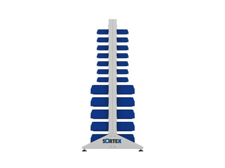 Стеллаж для пластиковых лотков SORTEX двухсторонний 1800x1000x800.04 купить в Новосибирске Стеллаж для пластиковых лотков SORTEX двухсторонний 1800x1000x800.04 купить в Новосибирске