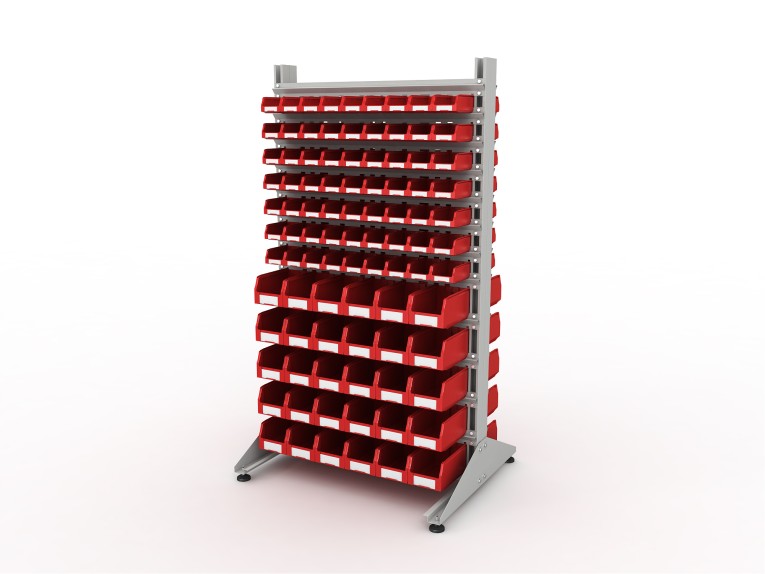 Стеллаж для пластиковых лотков SORTEX двухсторонний 1800x1000x800.04 купить в Новосибирске Стеллаж для пластиковых лотков SORTEX двухсторонний 1800x1000x800.04 купить в Новосибирске