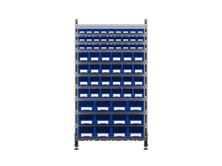 Стеллаж для пластиковых лотков SORTEX двухсторонний 1800x1000x800.05 купить в Новосибирске Стеллаж для пластиковых лотков SORTEX двухсторонний 1800x1000x800.05 купить в Новосибирске