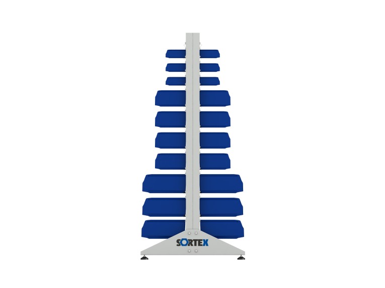 Стеллаж для пластиковых лотков SORTEX двухсторонний 1800x1000x800.05 купить в Новосибирске Стеллаж для пластиковых лотков SORTEX двухсторонний 1800x1000x800.05 купить в Новосибирске
