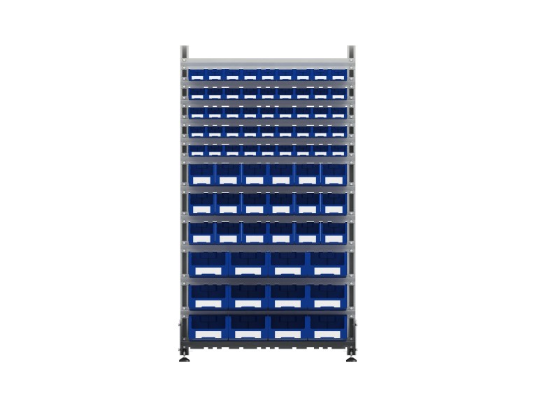 Стеллаж для пластиковых лотков SORTEX двухсторонний 1800x1000x800.06 купить в Новосибирске Стеллаж для пластиковых лотков SORTEX двухсторонний 1800x1000x800.06 купить в Новосибирске