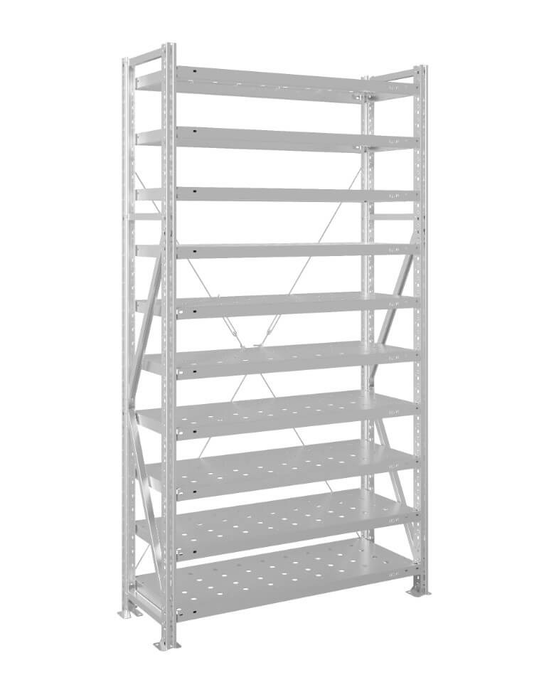 Стеллаж MS U 2500x700x500 10 полок (200 кг, перф) купить в Новосибирске