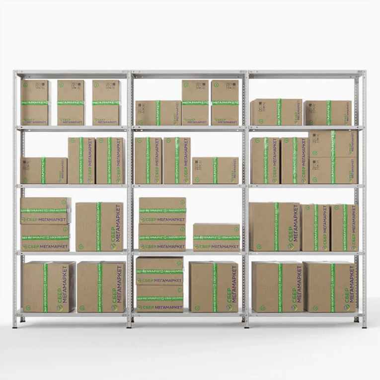 Стеллаж ПВЗ Сбер 2000х3000х400 5 полок купить в Новосибирске Стеллаж ПВЗ Сбер 2000х3000х400 5 полок купить в Новосибирске
