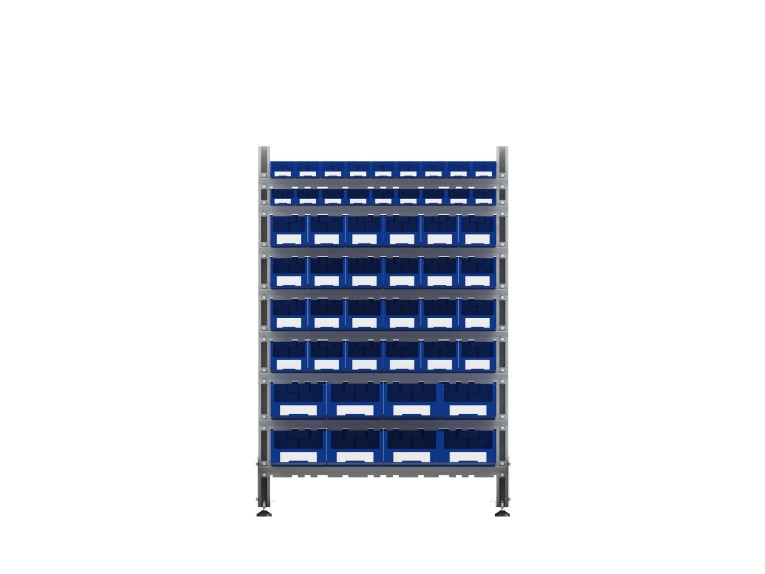 Стеллаж для пластиковых лотков SORTEX односторонний 1500x1000x450.06 купить в Новосибирске Стеллаж для пластиковых лотков SORTEX односторонний 1500x1000x450.06 купить в Новосибирске