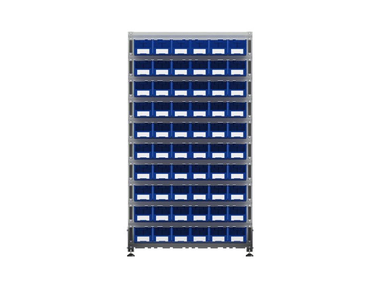 Стеллаж для пластиковых лотков SORTEX односторонний 1800x1000x450.02 купить в Новосибирске Стеллаж для пластиковых лотков SORTEX односторонний 1800x1000x450.02 купить в Новосибирске