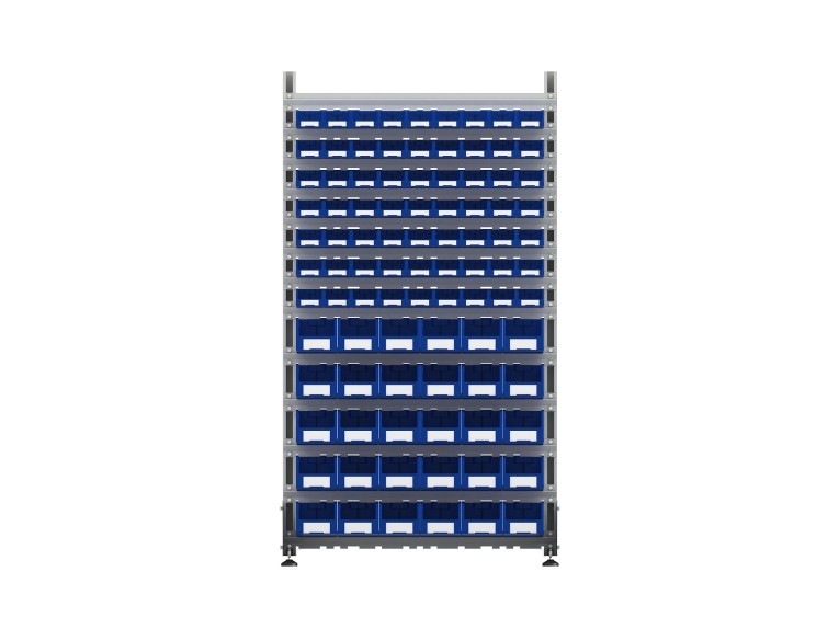 Стеллаж для пластиковых лотков SORTEX односторонний 1800x1000x450.04 купить в Новосибирске Стеллаж для пластиковых лотков SORTEX односторонний 1800x1000x450.04 купить в Новосибирске