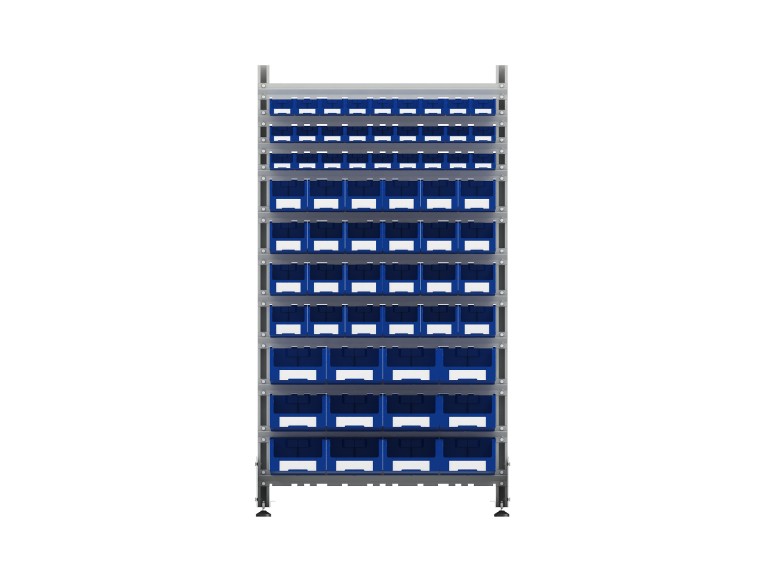 Стеллаж для пластиковых лотков SORTEX односторонний 1800x1000x450.05 купить в Новосибирске Стеллаж для пластиковых лотков SORTEX односторонний 1800x1000x450.05 купить в Новосибирске