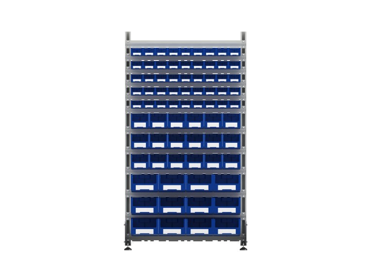 Стеллаж для пластиковых лотков SORTEX односторонний 1800x1000x450.06 купить в Новосибирске Стеллаж для пластиковых лотков SORTEX односторонний 1800x1000x450.06 купить в Новосибирске